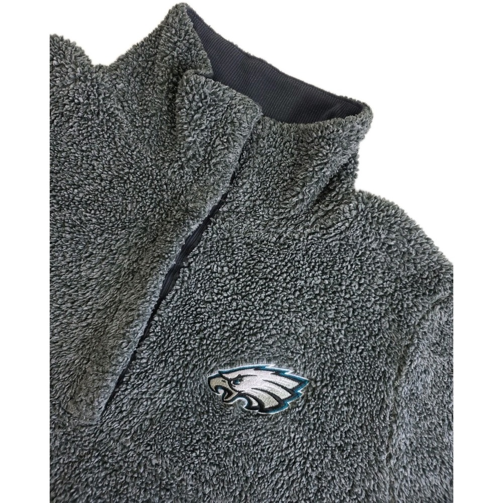 NFL Team Apparel Philadelphia Eagles Sherpa Fleece Pullover Gray Womens Medium